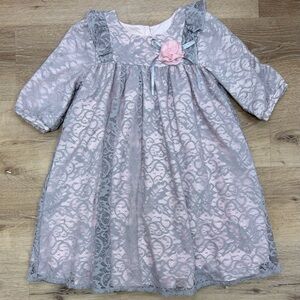 Laura Ashley Blush and Charcoal Lace Nightgown